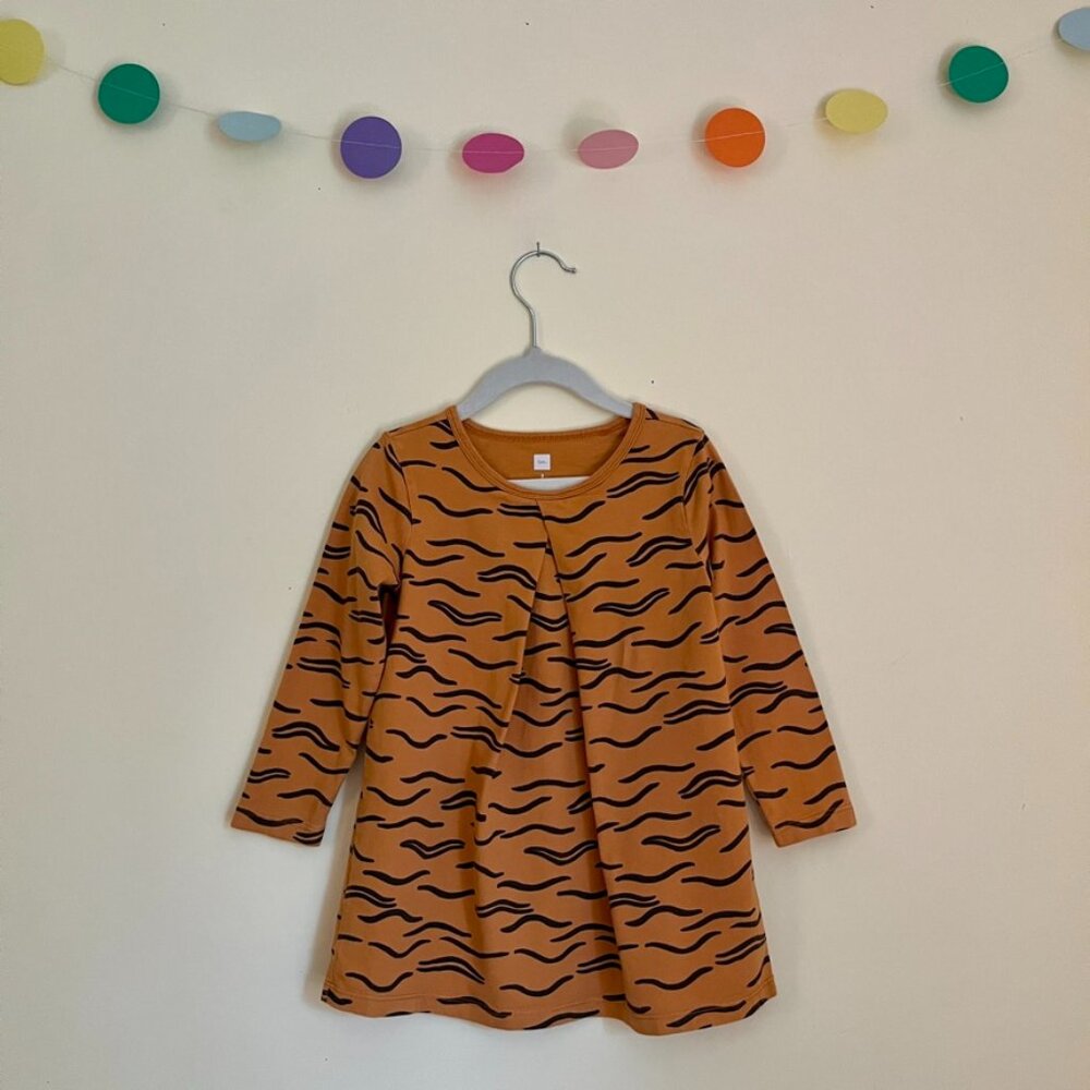 Tiger Printed Pleat Dress - Tea Collection - Size 3